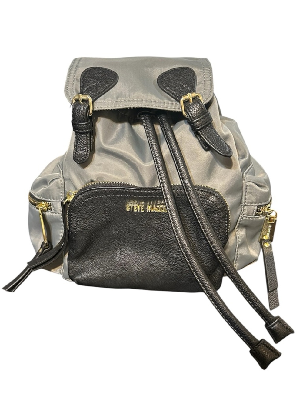 STEVE MADDEN Mini Backpack Black / Gray Logo straps